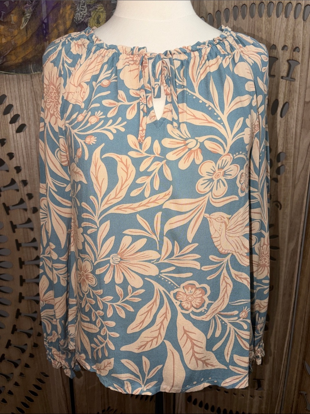 PATRONS OF PEACE - Boho floral long sleeve blouse - Small